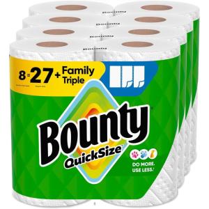 imageBounty Paper Towels Quick Size White 8 Family Triple Rolls 141 Sheets Per Roll