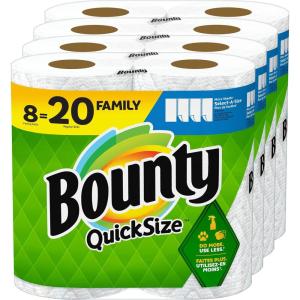 imageBounty Quick Size Paper Towels White 8 Family Rolls  20 Regular Rolls117 sheet Pack of 8