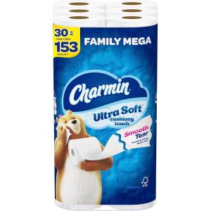 imageCharmin Toilet Paper Ultra Soft Cushiony Touch 18 Family Mega Rolls  90 Regular Rolls288 sheet Pack of 30