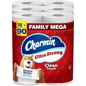 imageCharmin Toilet Paper Ultra Strong Clean Touch 18 Family Mega Rolls  90 Regular Rolls Packaging May Vary Household Essentials Bathroom Essentials275 sheet Pack of 18