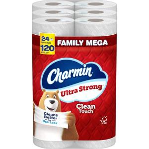 imageCharmin Toilet Paper Ultra Strong Clean Touch 18 Family Mega Rolls  90 Regular Rolls Packaging May Vary Household Essentials Bathroom Essentials275 sheet Pack of 24