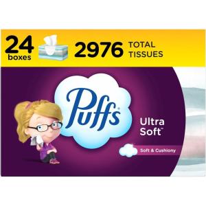 imagePuffs Ultra Soft NonLotion Facial Tissue 8 Family Boxes 124 Facial Tissues per Box124 Count Pack of 24