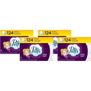 imagePuffs Ultra Soft NonLotion Facial Tissue 8 Family Boxes 124 Facial Tissues per Box124 Count Pack of 4