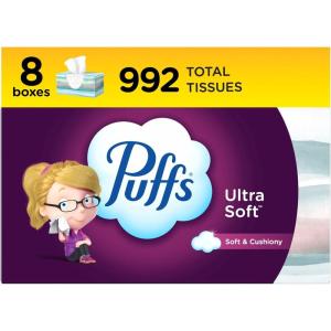 imagePuffs Ultra Soft NonLotion Facial Tissue 8 Family Boxes 124 Facial Tissues per Box124 Count Pack of 8