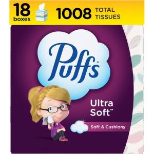 imagePuffs Ultra Soft NonLotion Tissues 10 Cubes 56 Tissues Per Box56 Count Pack of 18