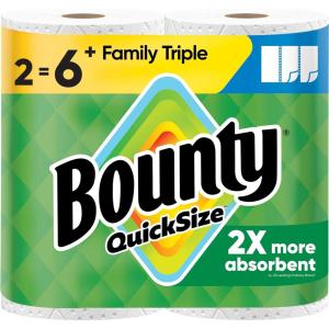 image:imageBounty Paper Towels Quick Size White 2 Family Triple Rolls  6 Regular Rolls