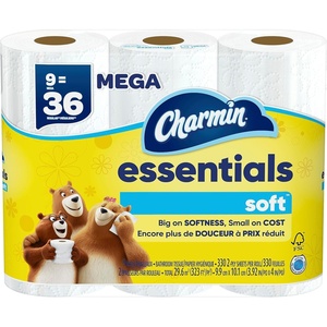 image:imageCharmin Essentials Soft Toilet Paper 9 Mega Rolls  36 Regular Rolls9 Rolls 330 Sheets