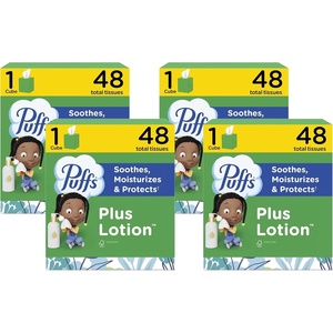 image:imagePuffs Facial Tissues Plus Lotion 4 Mega Cube Boxes 72 Facial Tissues per Box Allergies and Colds Packaging May Vary48 Count Pack of 4