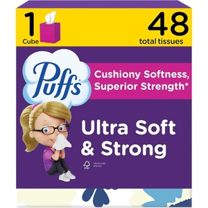 image:imagePuffs Facial Tissues Ultra Soft 4 Mega Cube Boxes 72 Facial Tissues per Box Allergies and Colds Packaging May Vary48 Count Pack of 1