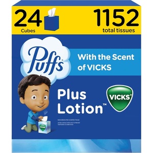 image:imagePuffs Plus Lotion with Vicks Facial Tissues 4 Cubes 48 Tissues per Box 192 Tissues Packaging May Vary48 Count Pack of 24