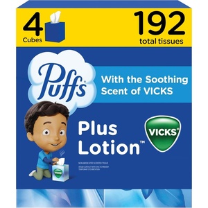 image:imagePuffs Plus Lotion with Vicks Facial Tissues 4 Cubes 48 Tissues per Box 192 Tissues Packaging May Vary48 Count Pack of 4