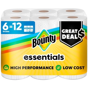 image:imageBounty Essentials SelectASize Paper Towels 6 Double Rolls White 108 Sheets Per Roll6 Rolls 108 Sheets